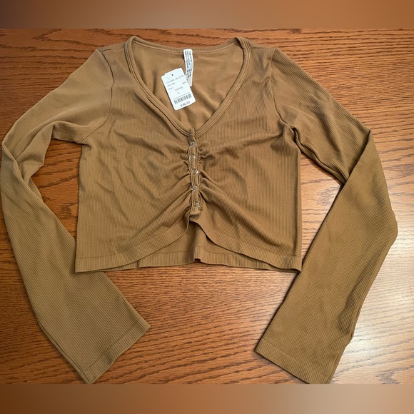 Garage Brown Long Sleeved Croptop - Picture 1 of 5